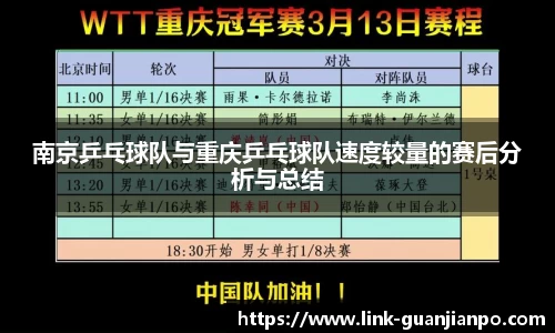 南京乒乓球队与重庆乒乓球队速度较量的赛后分析与总结